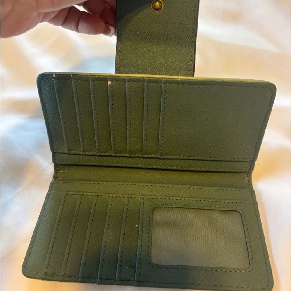Vintage Fossil Logan‎ RFID tab clutch wallet in green leather